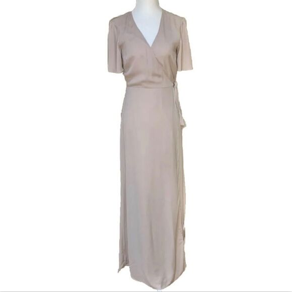 Show Me Your MuMu Dresses & Skirts - Show Me Your MuMu Noelle Flutter Wrap Maxi Dress Size Small Dusty Pink Women’s